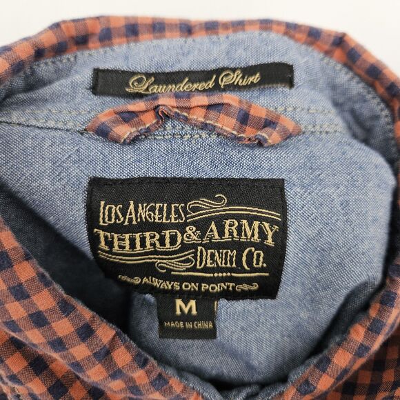 Third Army Shirt Mens Medium Western Pearl Snap Cowboy Rancher Check Long Sleeve - Picture 9 of 10